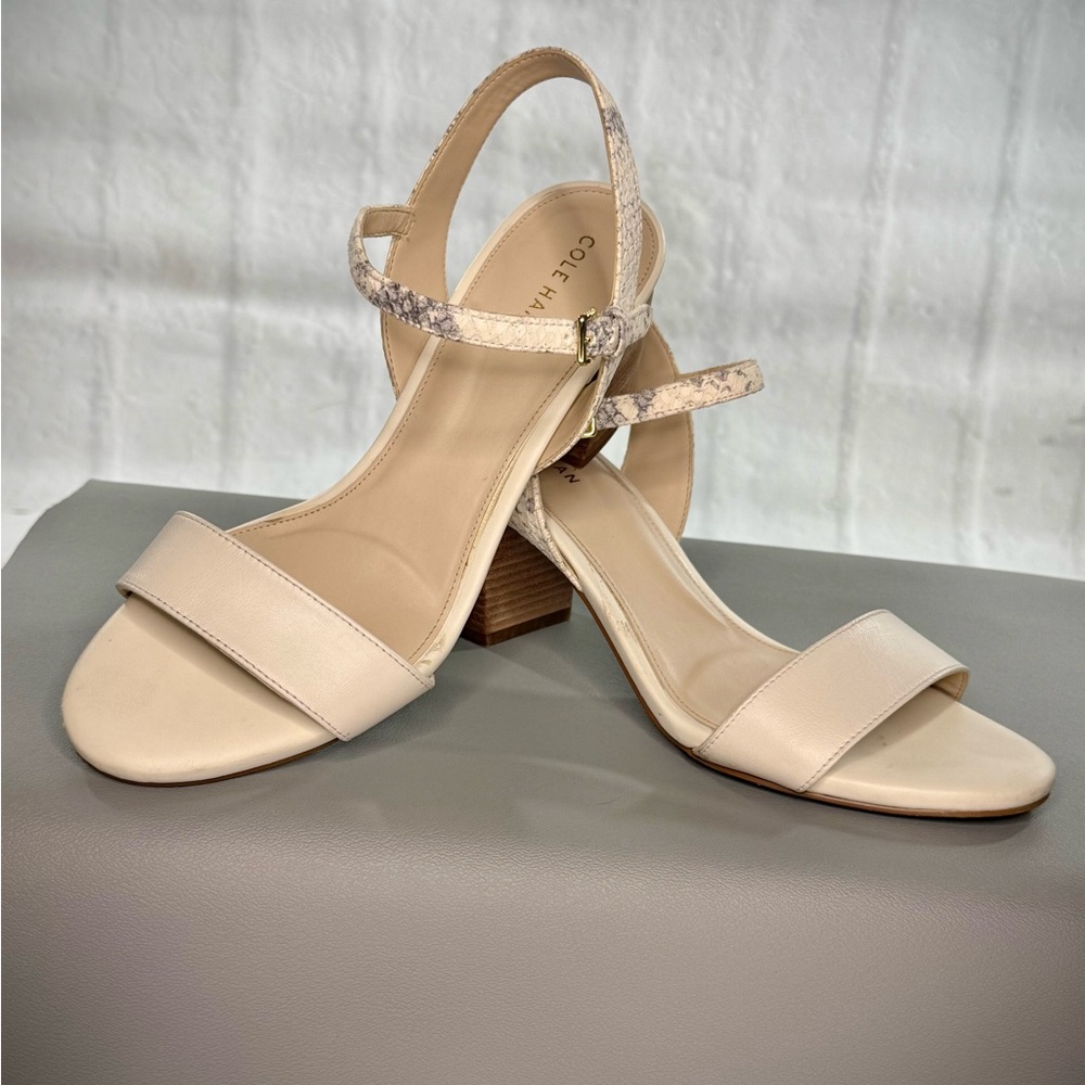 Cole Haan Josie Snakeskin Block-Heel Sandals - Picture 2 of 5